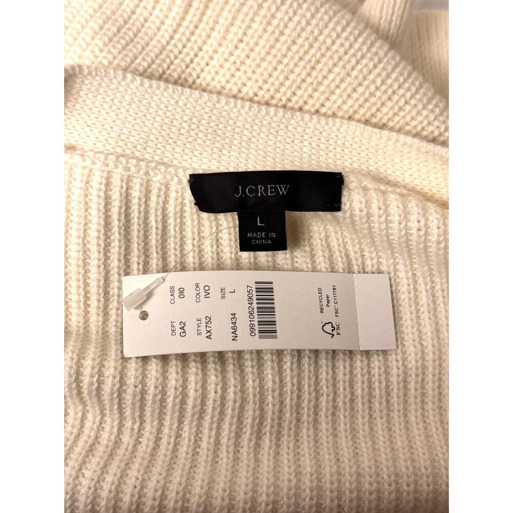 New J Crew Cotton Cashmere Cardigan Large Womens Ivory Cream Chunky Knit Sweater - Picture 7 of 9
